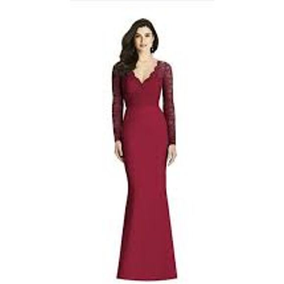 NWT Dessy Collection Burgandy Trumpet Dress Gown Lace Bodice Style #3014 Size 2 - Picture 1 of 11